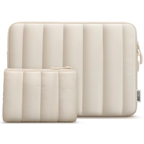 TECOOL 16 Inch Laptop Case Sleeve For MacBook Pro 16 M5 (2026) A3428 A3429 M4/M3/M2/M1 (20242019).16 Inch Notebook Lenovo HP Dell Asus Shockproof Splash-Resistant Bag with Accessory Bag Beige
