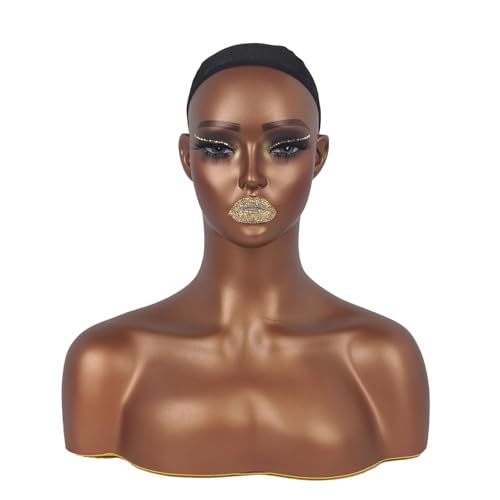 JINGFA Mannequins Realistic Female Mannequin Head with Shoulder Display Manikin Head Bust for Wigs,Makeup,Beauty Accessories