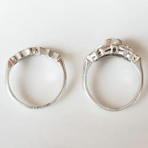 2 Ct Round Cut Diamond Antique Art Deco Wedding Bridal Edwardian Ring For Women Set Old European Cut Diamond Ring 14K White Gold Plated Vintage Inspired Ring Set 925 Sterling Silver Ring