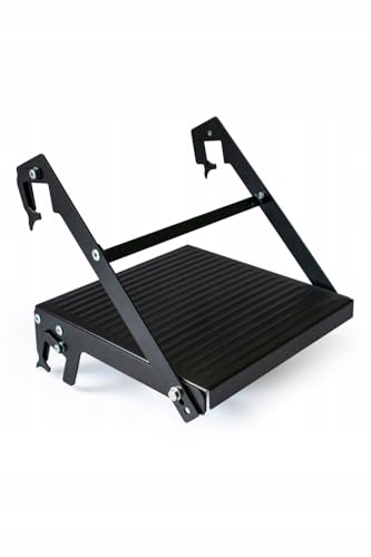 DRABEST - Plataforma universal de acero para escaleras con revestimiento antideslizante y sistema de seguridad - Peldaño de trabajo/bandeja portaherramientas - Capacidad de carga 150 kg