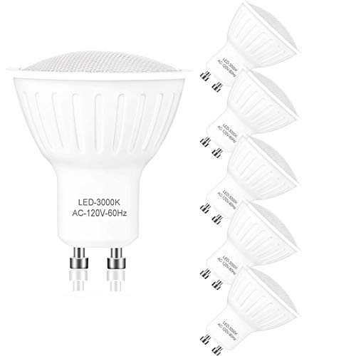 GU10 LED Bulbs 7-Watt Spotlight Light Bulb Dimmable - 75 Watt Halogen Bulb Equivalent, 3000K Warm White ,Bi Pin Base,120° ,700 Lumens,120V Flood Light Indoor Recessed Track Lighting,6 Pack