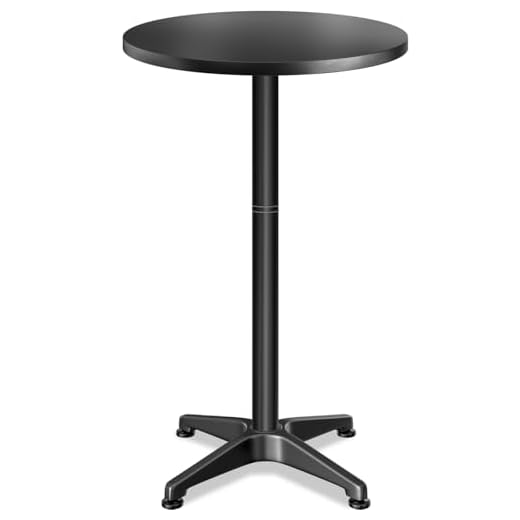 Casaria® 2X Table Haute Ronde Noire de Bar bistrot Mange Debout réglable en Hauteur 70/115 cm Jardin terrasse réception