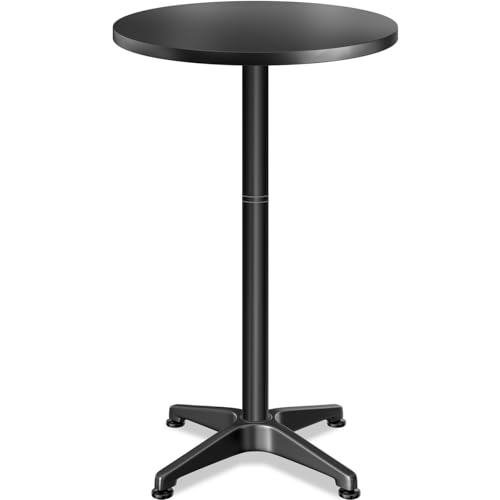 Casaria® 2X Table Haute Ronde Noire de Bar bistrot Mange Debout réglable en Hauteur 70/115 cm Jardin terrasse réception