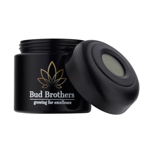 Bud Brothers UV-Glas als luftdichte Aufbewahrungsbox, geeignet für Kräuter-Aufbewahrung, Stash Jar mit Hygrometer und undurchlässigem Glas, Stash-Box 8 g Fassungsvermögen