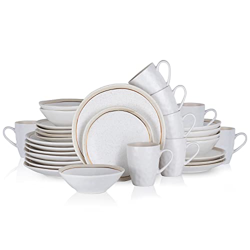 Stone Lain Clara 32-Piece Dinnerware Set Porcelain, White #TOP1