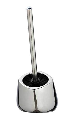 WENKO Biot Toilet Brush Holder Chrome, Ceramic, Glossy Silver, 33 x 13 x 26 cm
