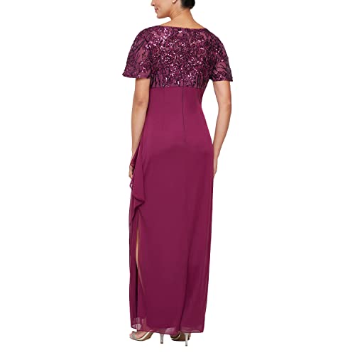 Image of Alex Evenings Women's Long Stretch Sequin Bodice Mother of The Bride Dress with Empire Waist (Petite and Regular Sizes)