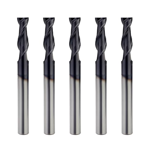 Image of Square End Mills Set JESTUOUS Carbide 2 Spiral Flute Titanium Coating Drill Bits 1 /4 inch Shank Dia.3 /4 inch Cut Length for Milling Metal,5 Pieces