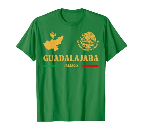 Guadalajara Jalisco with Mexican Emblem, Guadalajara T-Shirt, Men, Kelly Green, Large