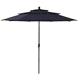 PHI VILLA 10ft 3 Tier Auto-tilt Patio Umbrella Outdoor Double Vented Umbrella, Navy