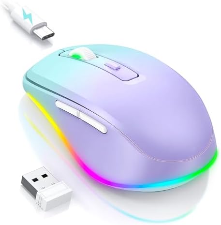 PEIOUS Wireless Mouse Jiggler - Keep Computers Awake, Purple to Green
