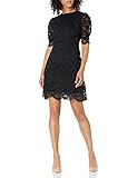 Amazon Brand - Lark & Ro Women's Corded Lace Puff Sleeve Dress, Black 6