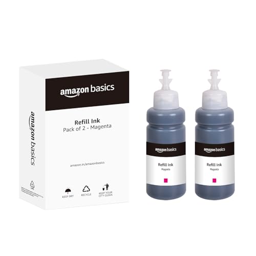 amazon basics T664 Refill Ink Bottle (Dual Pack) | Compatible with Epson L130/L360/L380/L361/L565/L210/L220/L310/L350/L355/L365/L385/L405/L455/L485 | Leak-Proof (70ml, Magenta)