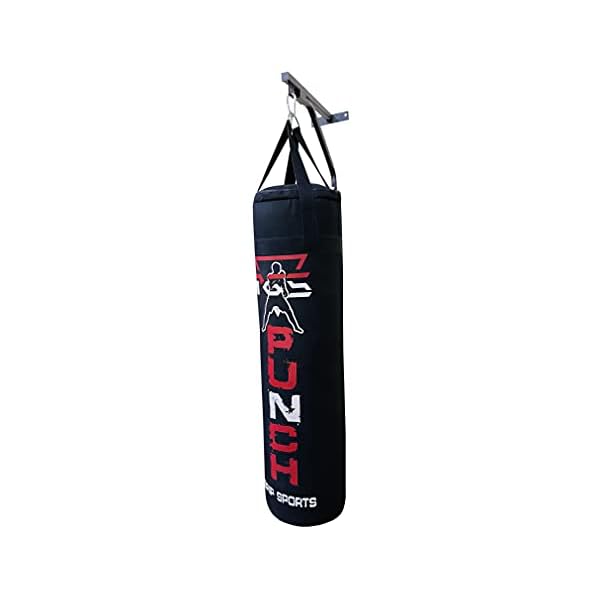 Generic PGS Punching Bag Heavy Home Gym Exercise Equipment for Muay Thai MMA Boxing Training Fitness Workout Kickboxing for Hanging Stand – Unfilled (Full Black, 4FT)