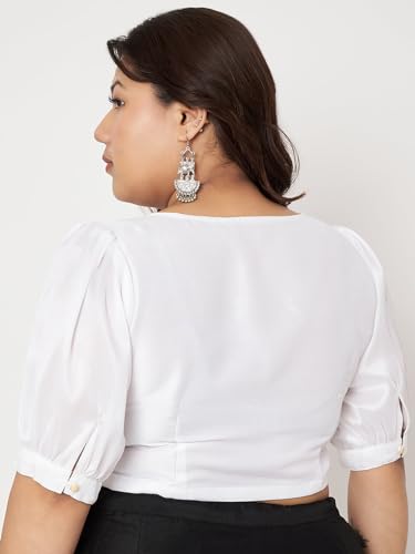 Image of studio rasa Women's Plus Size Silk Blend Button Down Crop Top for Wedding Festive Party