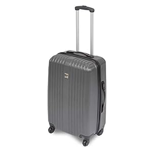 BRUBAKER ABS reiskoffer – koffer trolley – harde schaal – L – 4 wielen 360° – 35-90 liter – grijs, Grijs – 65 liter, Large, koffer