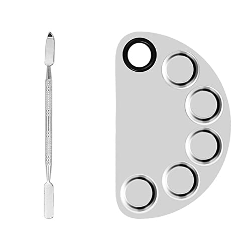 SYXLS Paleta de Maquillaje, Acero Inoxidable Arte Uñas Metal Mezcla Paleta, con Herramienta de Espátula, para Sombra de Ojos, Pestañas, Lápices Labiales, Arte de Uñas Cover