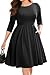 Pinup Fashion Black Plus Size Dresses Women Funeral Fall Church Semi Formal Fit Flare Pockets Wedding Guest Elegant Office Dress