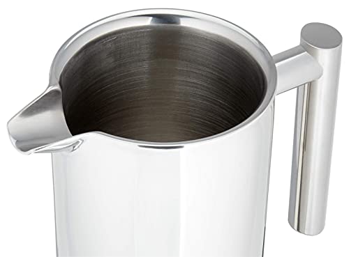 Fetic French Press Coffee Maker, 304 Grade Stainless Steel Insulated Coffee Press With Free Coffee Scoop, 34Oz (1 Litre), Silver #TOP5