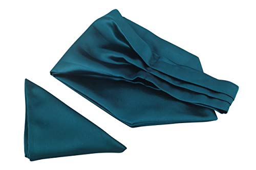 Image of BLACKSMITH Jacquard Microfiber Neckwear Ascot and Matching Pocket Square Set for Men
