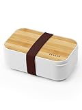 invvni Bento Box Adult Lunch Box Containers - Japanese, Natural Bamboo Lid, Microwave safe, Dishwasher Safe, Small, Bpa free, Women, Cutlery & Chopsticks