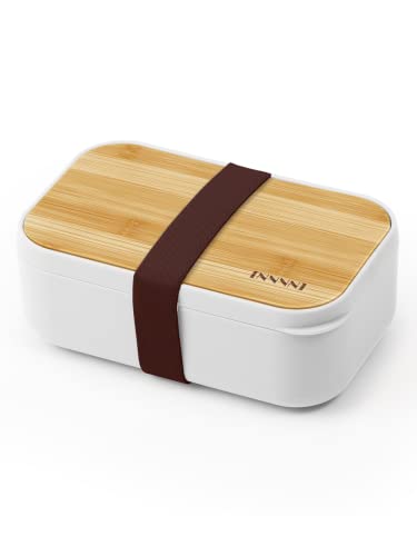 invvni Bento Box Adult Lunch Box Containers - Japanese, Natural Bamboo Lid, Microwave safe, Dishwasher Safe, Small, Bpa free, Women, Cutlery & Chopsticks