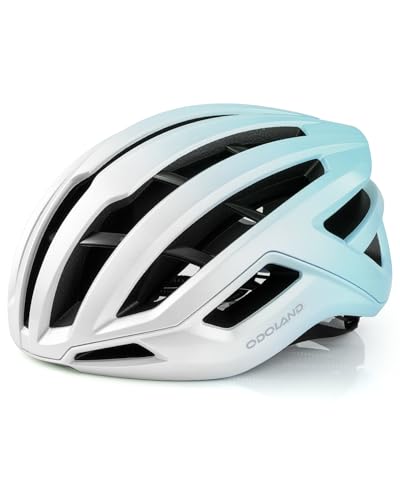 Odoland Casco de Ciclismo para Hombres y Mujeres Casco de Bicicleta Ventilaciones, con Ranura de Gafas, Resistente, Ajustable y Ligero para Ciclismo en Carretera, Montaña y Urbano, Azul Degradado