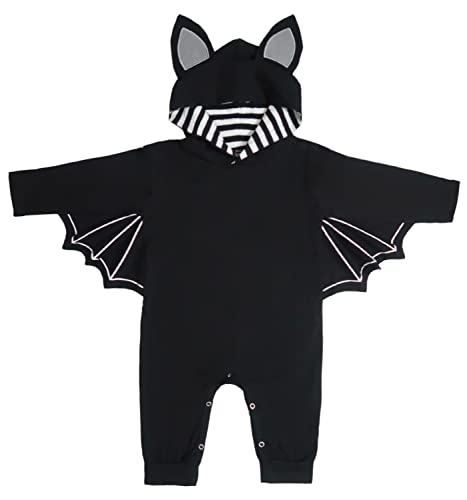 Image of Baby Bat Costume My 1st Halloween Outfit Pumpkin Newborn Baby Boy Costume Black Bat Bodysuit Long Sleeve Romper With Hats