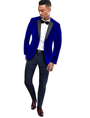 QZI Men's Suit Velvet Two Pieces Set Two Button Jacket & Pants