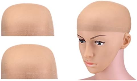 OSCCI Stretch Brown Wig Cap Costume Hair Mesh Wig Stocking Cap for Women and Men (2 Caps)