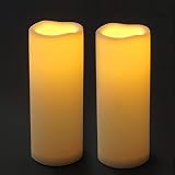 4”x10” LED Outdoor Flameless Pillar Candles Battery Operated Flickering Plastic Lights with Timer fo