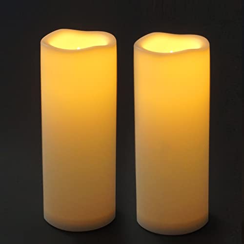 4”X10” Led Outdoor Flameless Pillar Candles Battery Operated Flickering Plastic Lights With Timer For Home Garden Decorations Indoor Outdoor Lanterns Wedding Party Decor, Set Of 2 #TOP13
