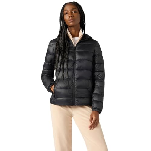 Champion Legacy - Chaqueta ligera con capucha para mujer, relleno de poliéster, talla XXL, color negro, Negro, XXL
