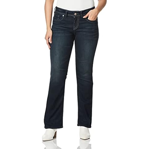 Silver Jeans Co. Women's Suki Curvy Fit Mid Rise Slim Bootcut Jeans, Dark Indigo Rinse, 32W x 31L Cover