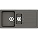 Produktbild SCHOCK Küchenspüle Formhaus D-150L Asphalt 100x50 cm  CRISTALITE® mit zwei Becken und Abtropffläche  Einbauspüle ab 60 cm Unterschrank  Pflegeleichte, robuste Quarzkomposit-Oberfläche