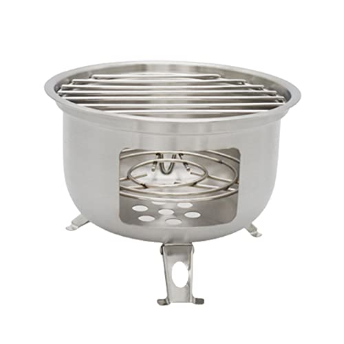 Seyrnicay Fogón de leña al aire libre – Estufa de leña portátil de acero inoxidable, de cocina de leña con base antideslizante para camping, picnic y supervivencia al aire libre