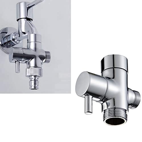 Shower Diverter Valve In Polished Chrome-Plated Brass, T Adapter With 3/4 "And 1/2" Connections With Bsp Thread, For Bathroom, Kitchen Thermostatic Mixer #TOP2