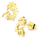 Steelmeup Stainless Steel Gold Color Dragon Post Stud Earrings