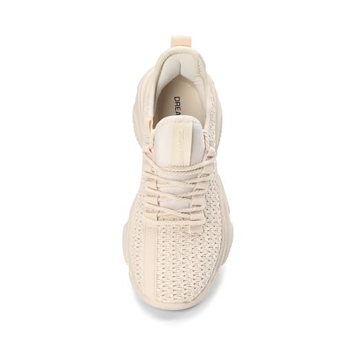 DREAM PAIRS DREAM PAIRS Women's Platform Chunky Fashion Sneakers Slip On Walking Stylish Lightweight Classic Casual Sneaker,Size 10,Beige,DWUMFN2507