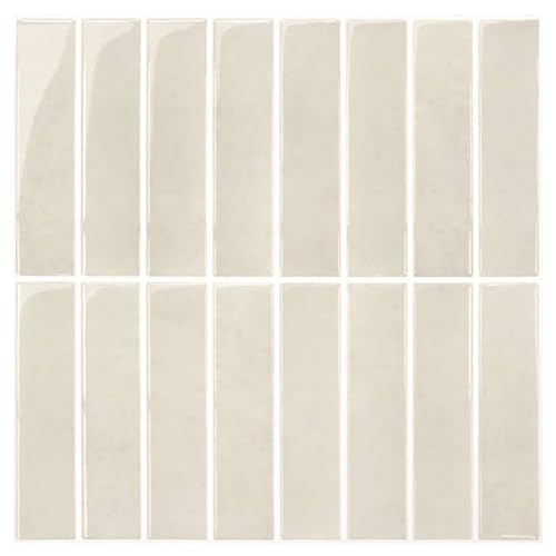 10 Stück 3D Fliesenaufkleber, Klebefliesen Selbstklebend, 30,5 × 30,5 cm, Küche & Bad, Vinyl Metro Wandfliesen, Küchenrückwand, Abnehmbar, Wasserdicht (Beige)