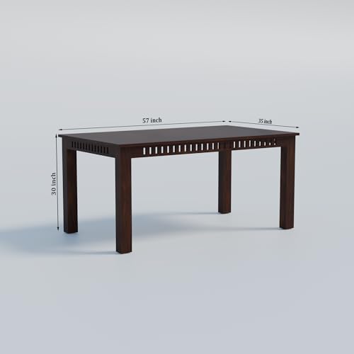 Image of AADITYA WOODS Sheesham Wood 6 Seater Dining Table Set with Chairs & Bench for Living Room Home | Wooden Dining Table Set for Office Restaurant Dining Room Set-57x35x30 inch (Walnut kB1, 6 Seater)