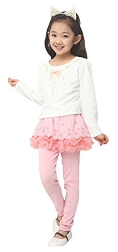 Toddler Girls Two Layers Lace Bead Skirt Legging Pants
