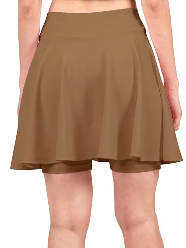 Image of Mehrang Spandex Women's Classic Stretchy All Time Trendy Skater Skirt with Attached Inner Shorts and Flared Inskirt