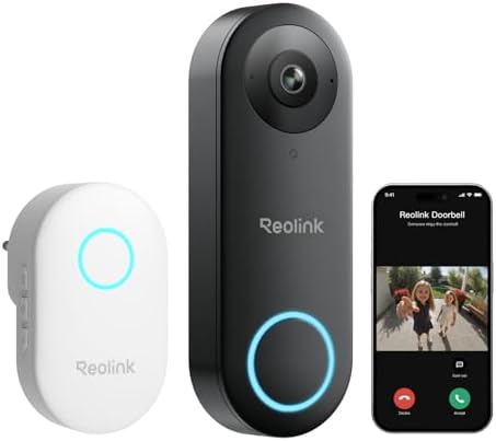 Reolink 5MP Video-Türklingel mit Chime, 2,4/5GHz WLAN, 180° Ultraweitwinkel | 5MP Ultra HD Kabelgebunden, Personenerkennungsalarme, Kompatibel mit NVR, 2-Wege-Audio, Fernzugriff, V