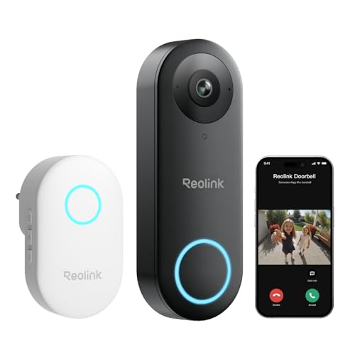 Reolink Video-Türklingel mit Chime, 5MP Ultra HD Kabelgebundene Türklingel mit Kamera, 2,4/5GHz WLAN, Personenerkennungsalarme, 180° Ultraweitwinkel, 2-Wege-Audio, Fernzugriff, Video Doorbell WiFi