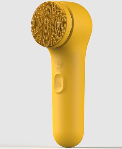 NågraCoola Face Scrubber, CLIE Facial Cleansing Brush, Waterproof and Rechargeable Face Scrub Brush for Men & Women, Cleansing, Exfoliating and Massaging, Electric Face Wash Brush - Yellow