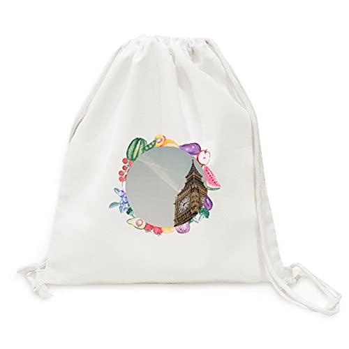 Sac en tissu pliable à sangle big ben nuages ciel bleu pour fruits