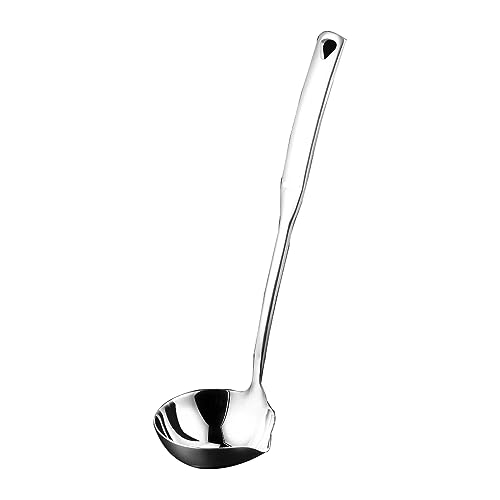 ZDFQly Soup Ladle 304 Stainless Steel Heavy Ladle with Pour Spout for Soups,Serving,Cooking,Stews and More 11.8 inch