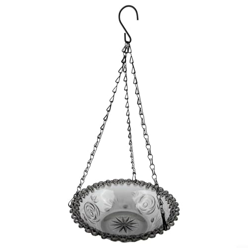 Fauhapyway Fontana solare per vaschetta per uccelli, fontana ad energia solare sospesa per uccelli, ciotola per esterni, giardino, patio, prato (grigio)