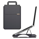Nillkin Upgraded 15-16 Inch Laptop Sleeve Case for MacBook/Dell/HP/Lenovo/Asus, Unique Slim Travel Computer Bag with Adjustable Stand & Mouse Pad, Magnetic Handle, PU Leather, Black